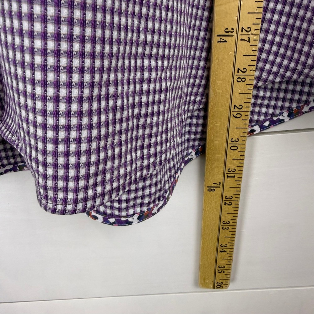 Robert Graham Men XL Classic Egyptian Cotton Button Down FLIP CUFF PURPLE CHECK - Picture 11 of 11